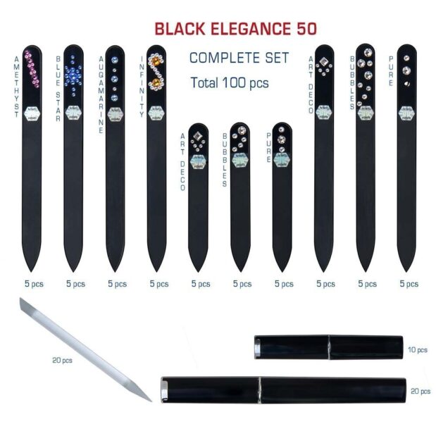 BLACK ELEGANCE 50 Complete Set Crystal Nail File by Blazek detail