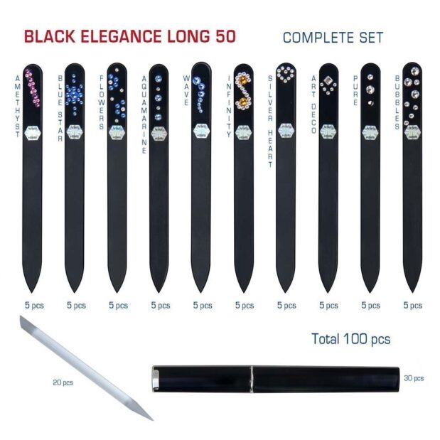 BLACK ELEGANCE Long 50 Complete Set Crystal Nail File by Blazek detail