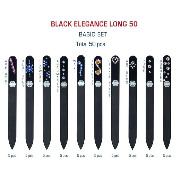 BLACK ELEGANCE Long 50 Set Crystal Nail File by Blazek detail