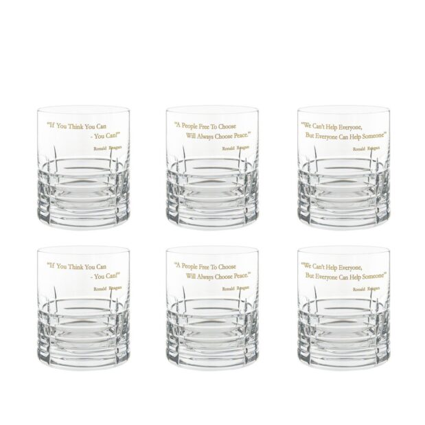 Ronald Reagan Presidency Whiskey Glasses Gilded Set 6pcs Crystallo