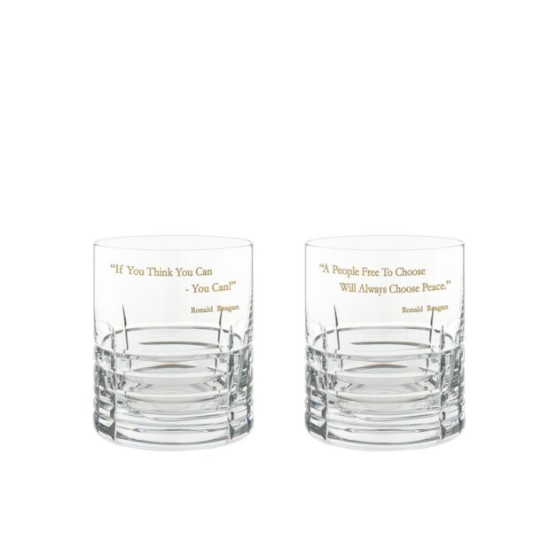 Ronald Reagan Presidency Whiskey Glasses Gilded Set Pair Crystallo