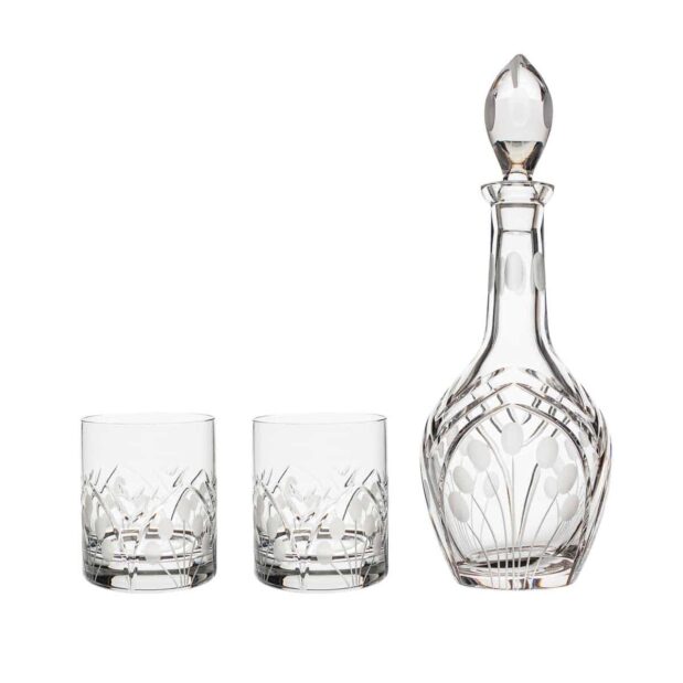liquor decanter set crystal brandy decanter old fashioned glasses nostalgia art deco Crystallo BG902NS