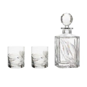 liquor decanter set crystal square decanter old fashioned glasses orchidea floral Crystallo BG902OR