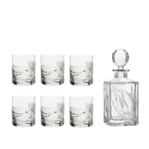 liquor decanter set crystal square decanter old fashioned glasses orchidea floral Crystallo BG902OR 7
