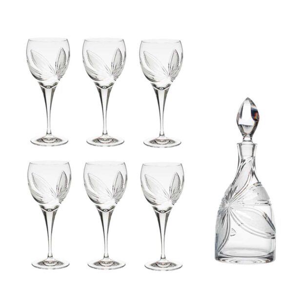 wine decanter set crystal decanter wine glasses orchidea floral Crystallo BG903OR 7