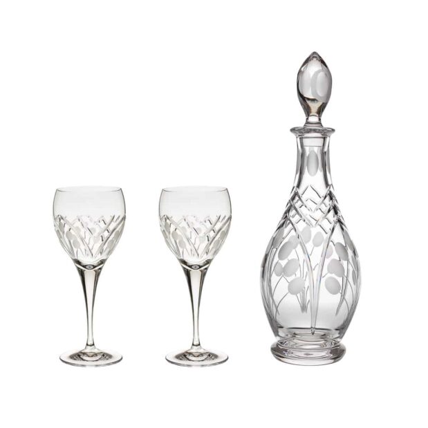 wine decanter set crystal rounded decanter wine glasses nostalgia art deco Crystallo BG903NS